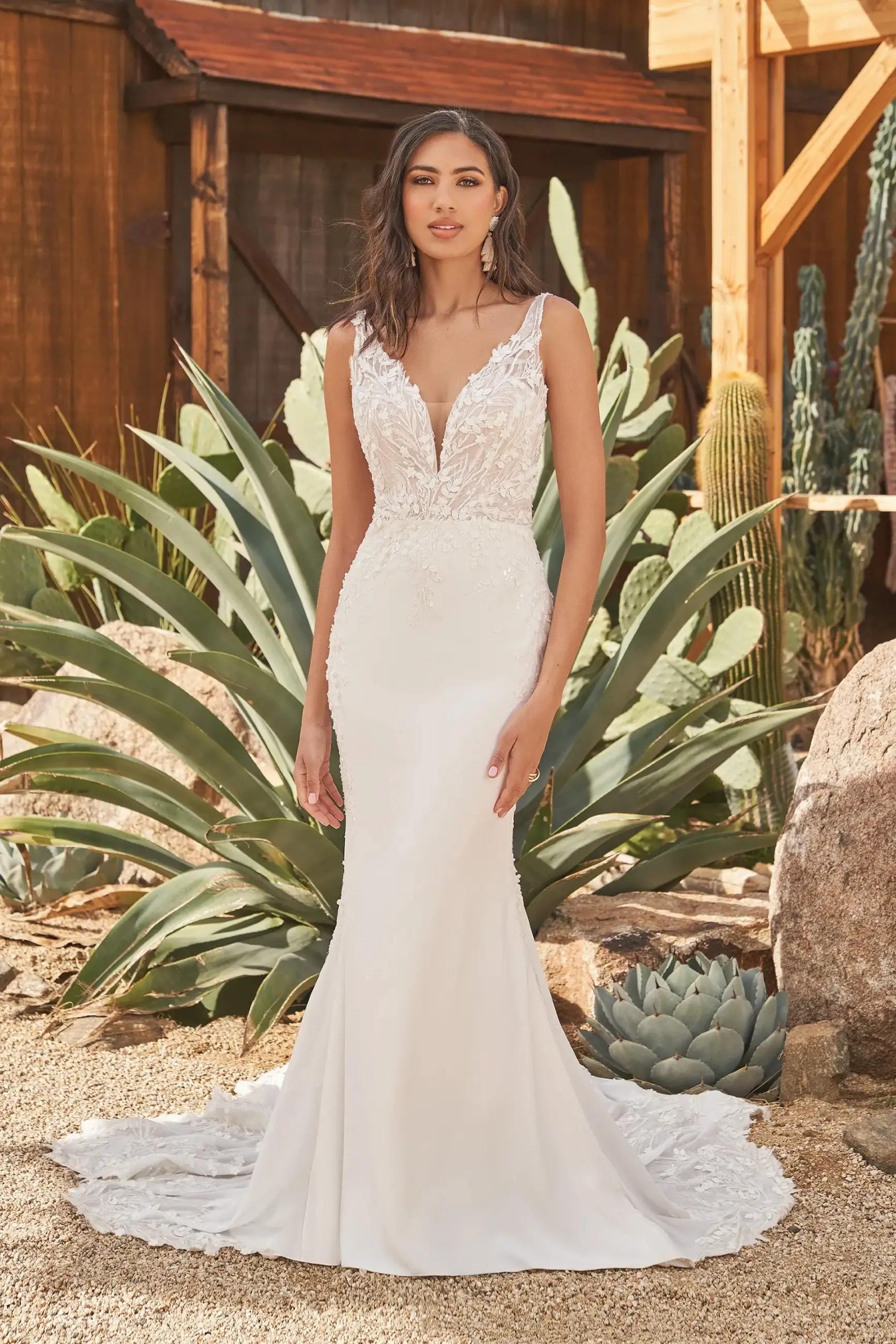 Model wearing a bridal Lillian West Bridal gown