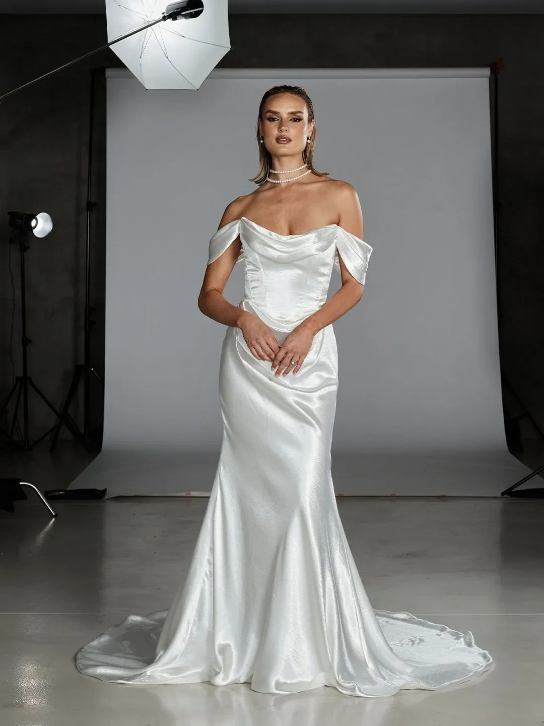 Model wearing a bridal Evie Young gown