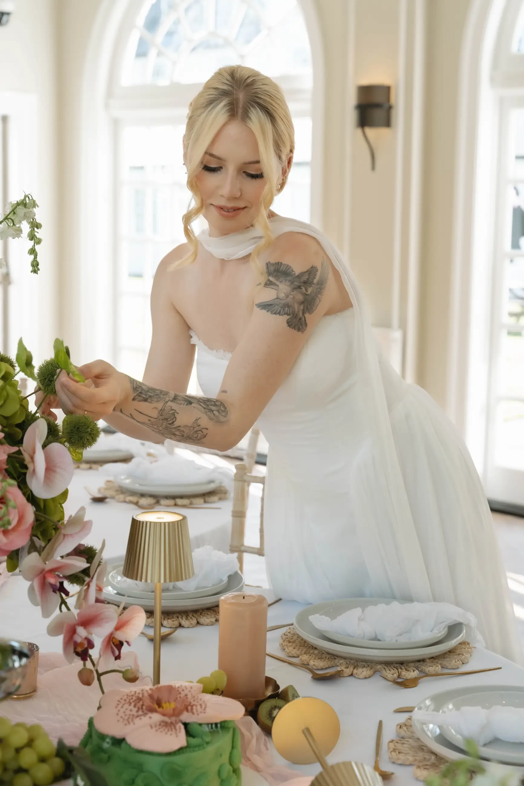 model wearing bridal gown