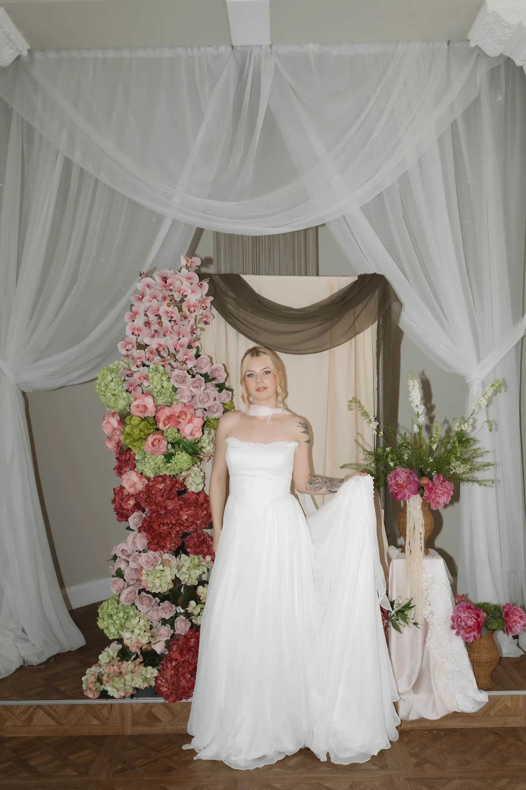 model wearing a wedding gown