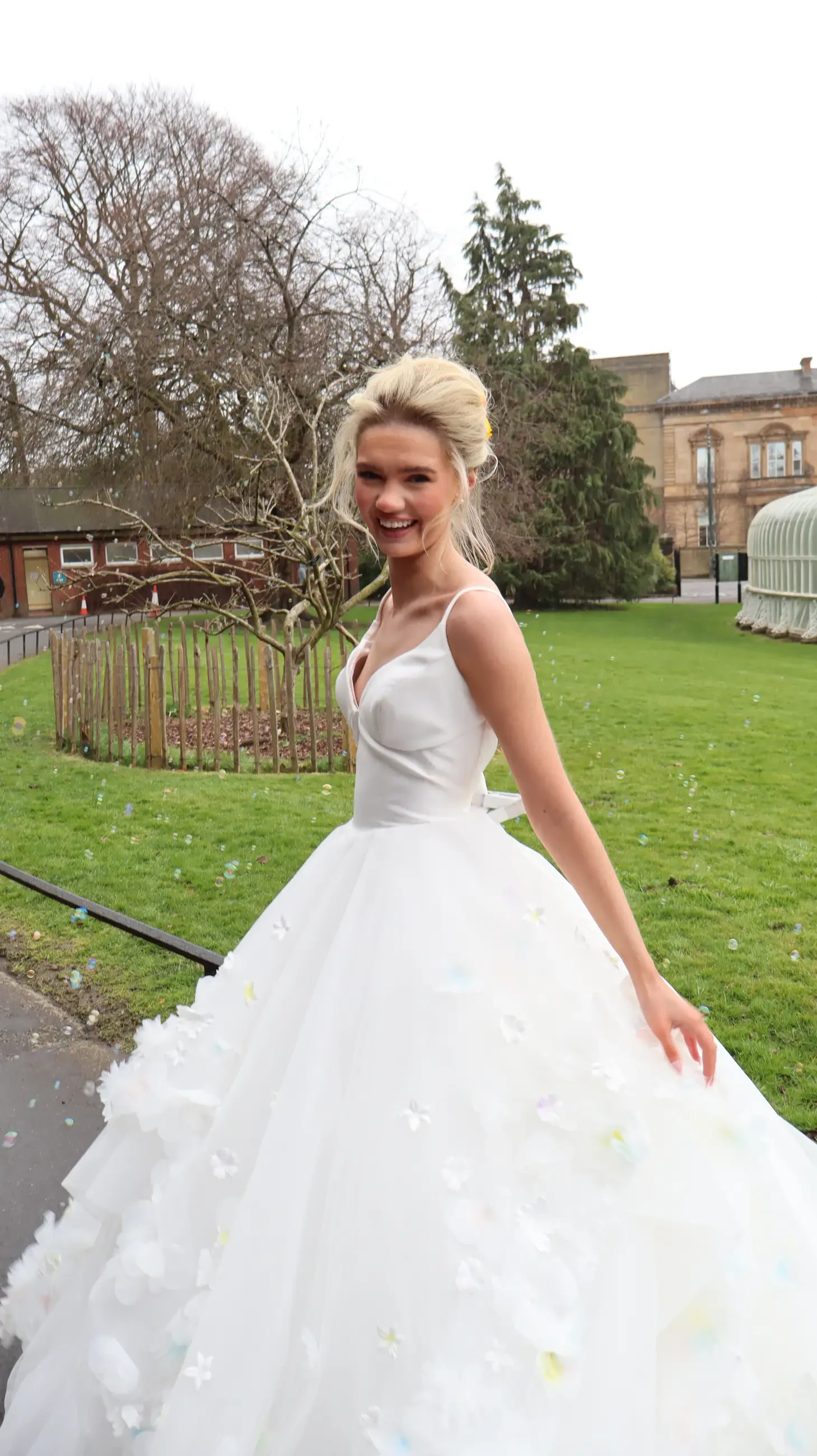 model wearing a wedding gown