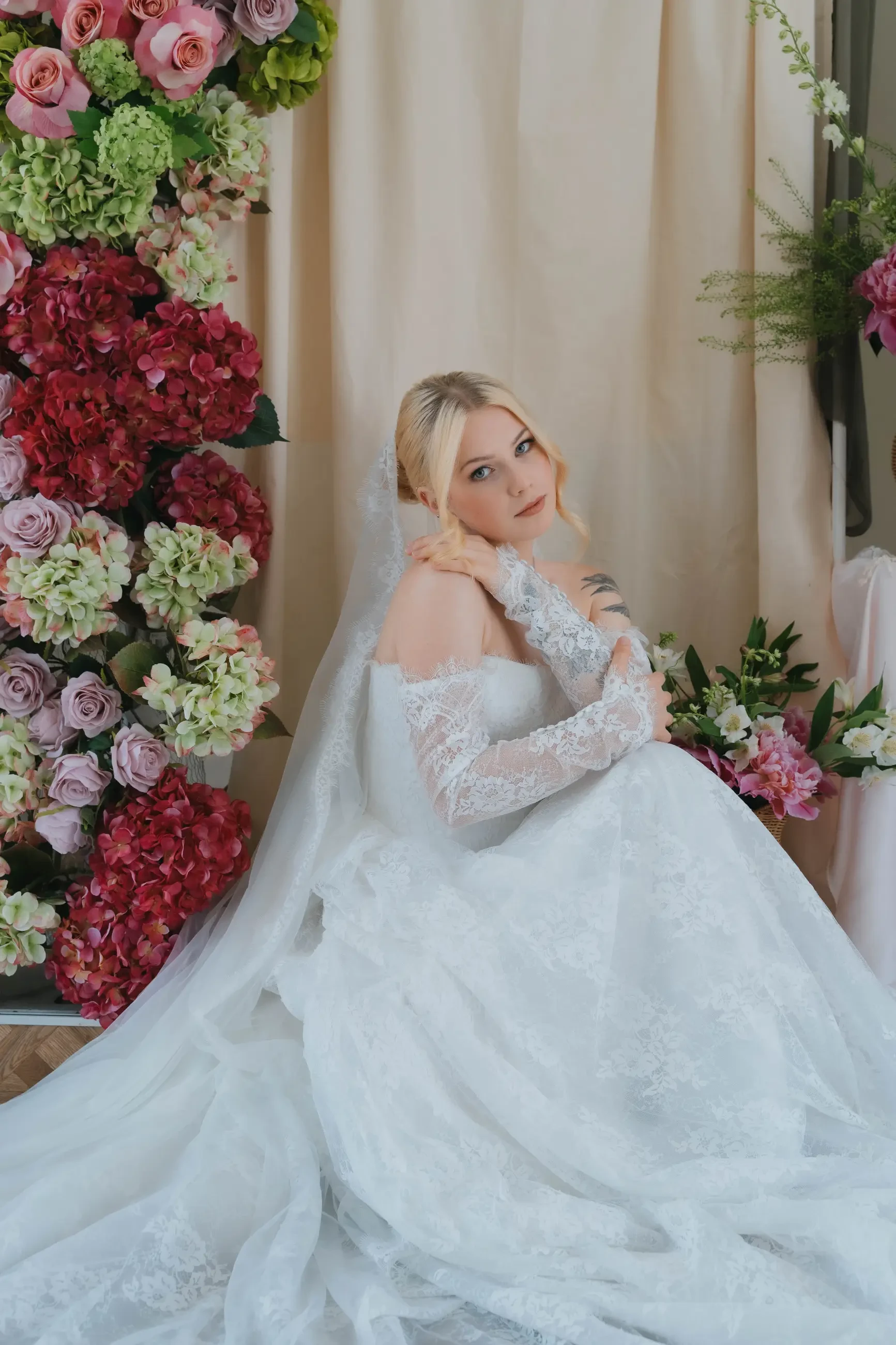 model wearing bridal gown