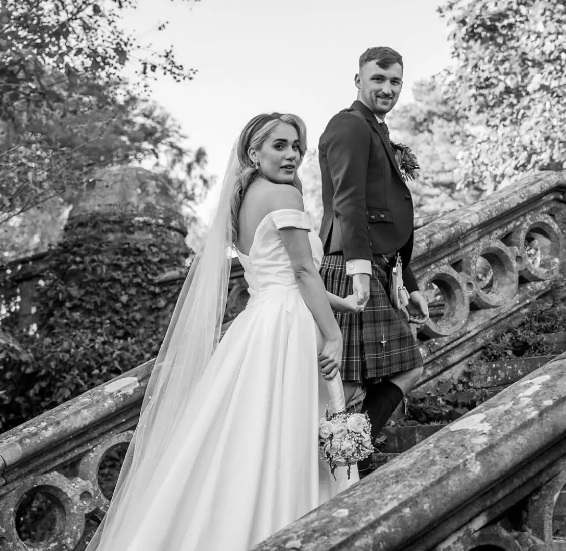 black and white wedding photo